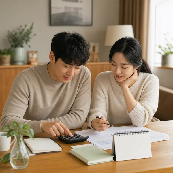 해외주식 양도세 예상액과 납부 자금을 계산기로 점검하는 한국인 부부