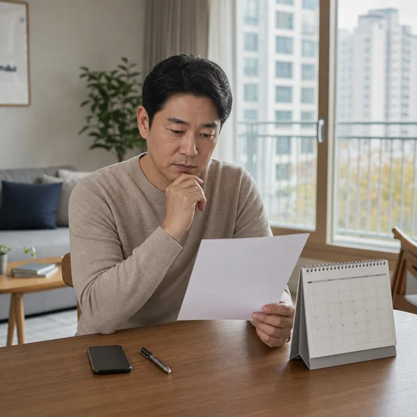 2026년 9월 재산세 고지서와 달력을 확인하는 한국인 주택 소유자