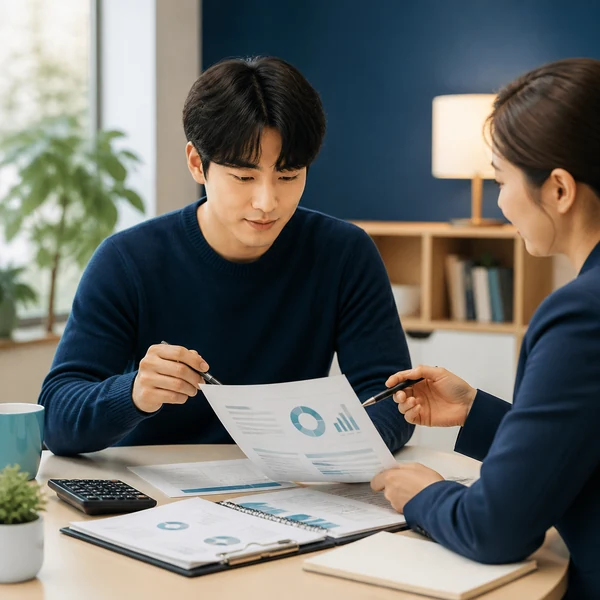 햇살론유스 상담을 받으며 상환 계획을 점검하는 청년