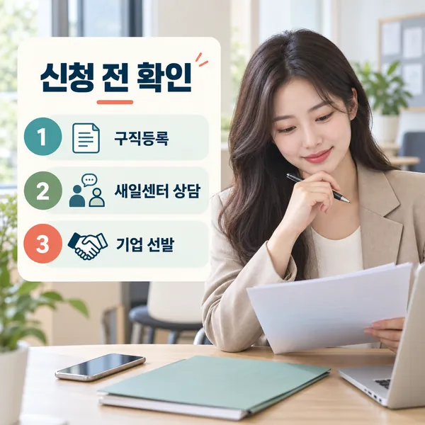 새일여성인턴 신청 전 구직등록 새일센터 상담 기업 선발을 확인하는 체크리스트